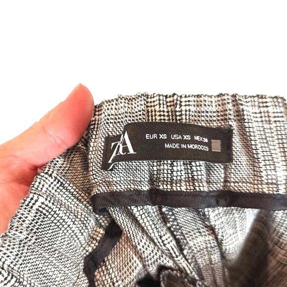 Zara Plaid Relaxed Trouser Pants Womens XS Straight Leg High Rise Career Preppy - Picture 6 of 9